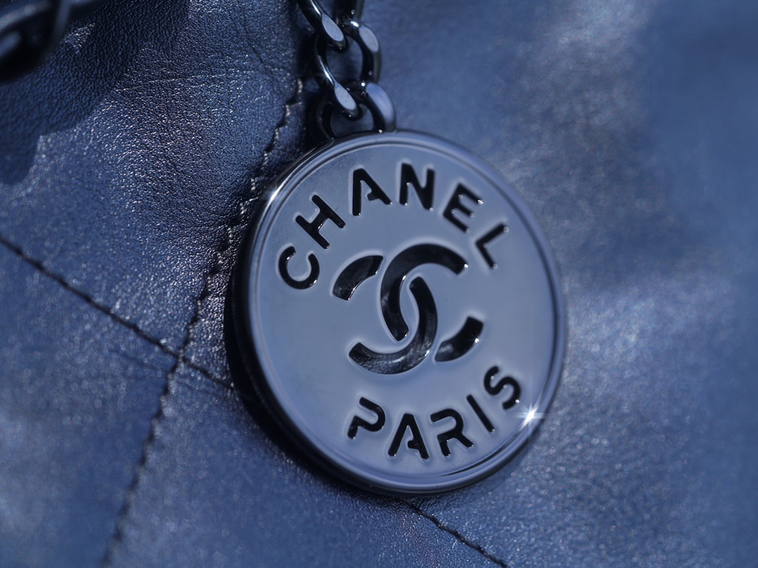 CHANEL 22P Bag Mini Metallic Blue  