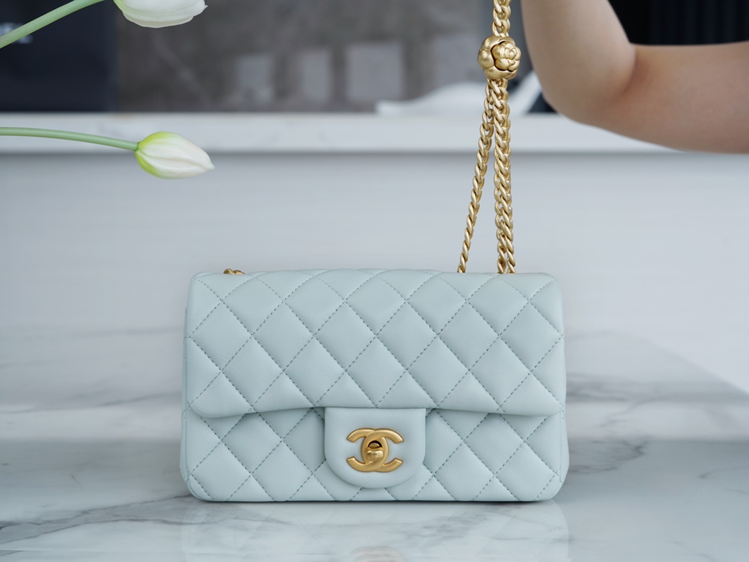 CHANEL 23S Camellia CF Mini Light Blue  