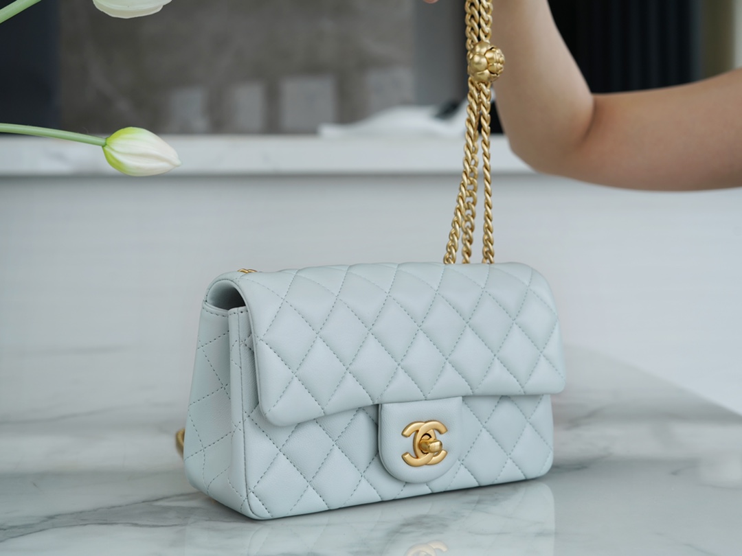 CHANEL 23S Camellia CF Mini Light Blue  