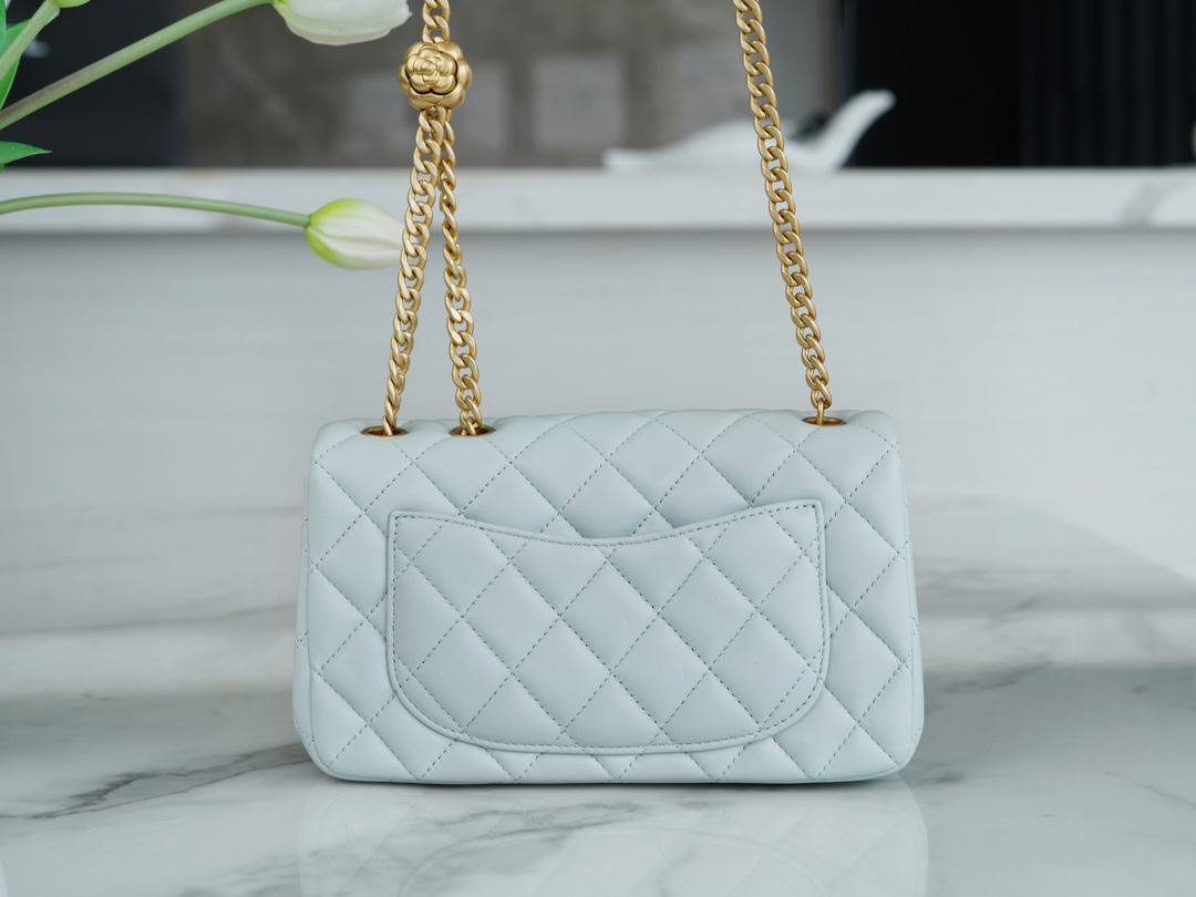 CHANEL 23S Camellia CF Mini Light Blue  