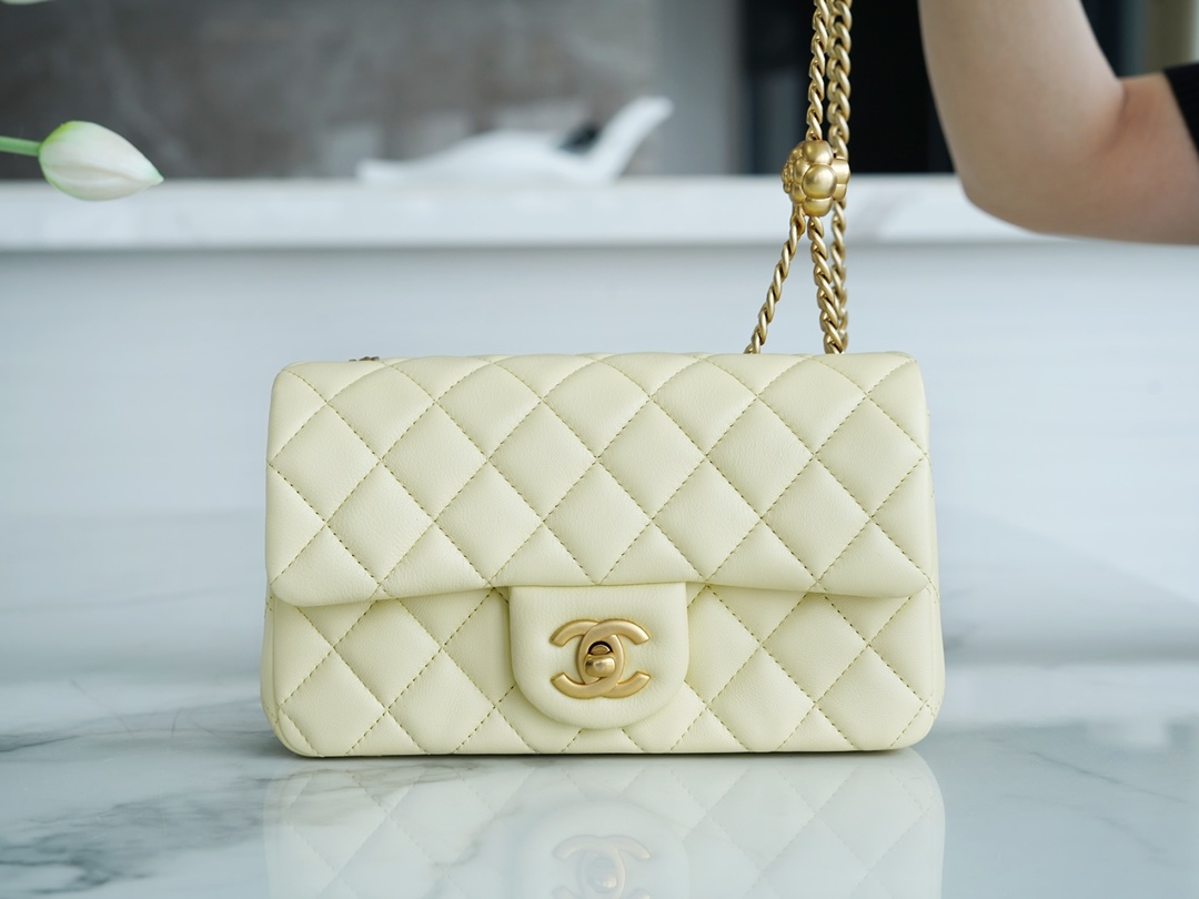 CHANEL 23S Camellia CF Mini Chick Yellow  