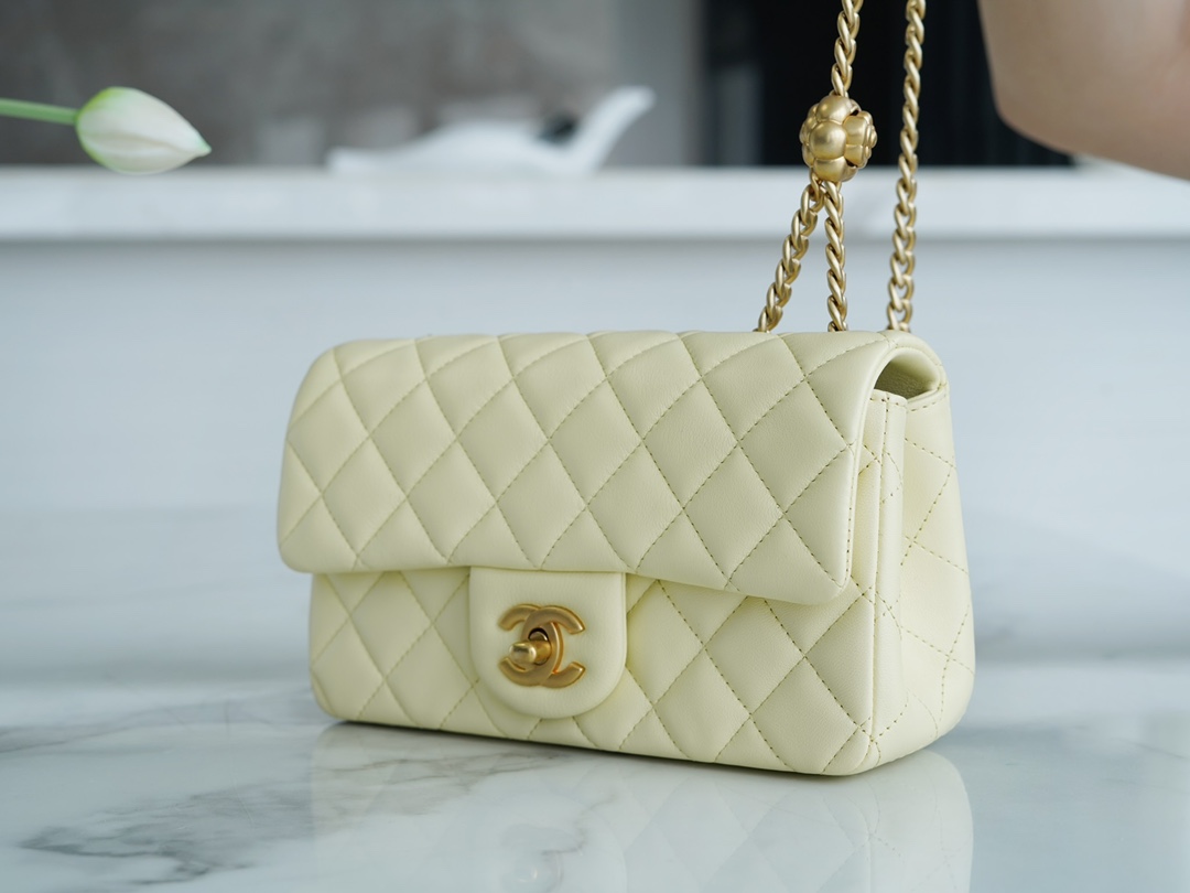 CHANEL 23S Camellia CF Mini Chick Yellow  