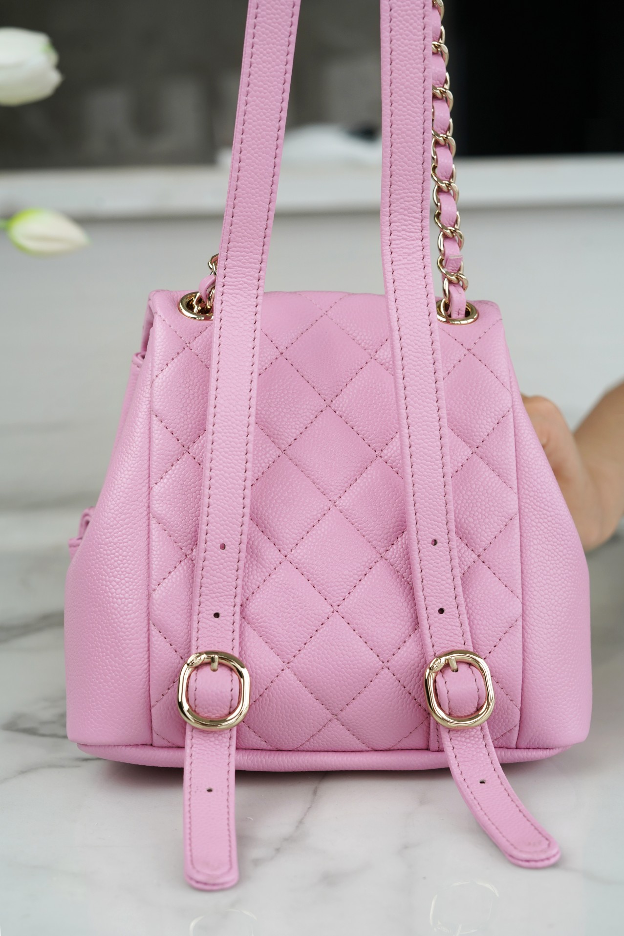 CHANEL 23P New Duma Backpack Mini Pink Calfskin  