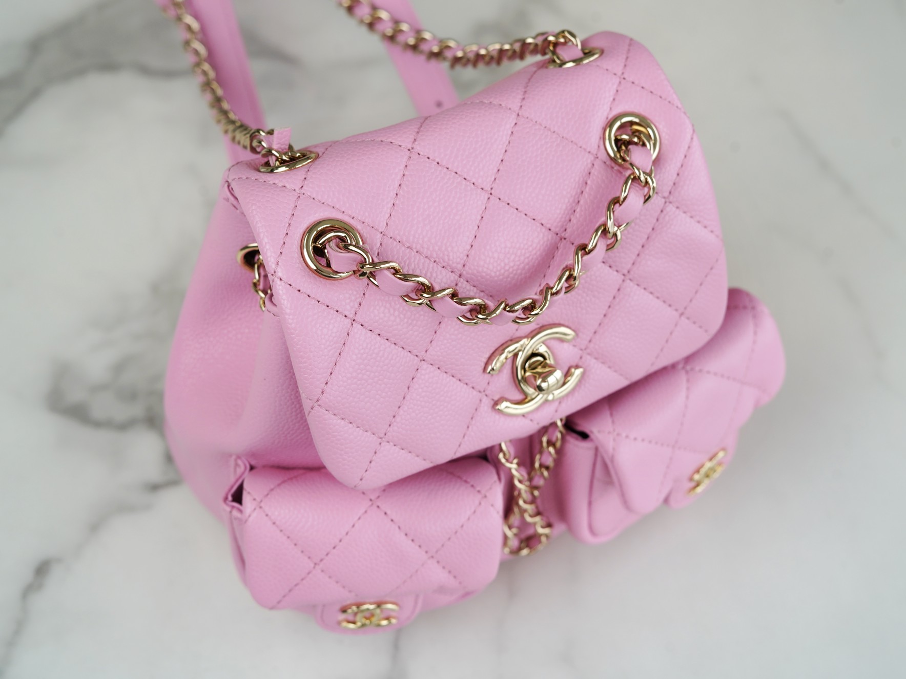 CHANEL 23P New Duma Backpack Mini Pink Calfskin  