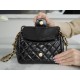 CHANEL 23C Early Spring Resort Series Flap Bag Small Black Shiny Wrinkled Calfskin  