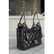 CHANEL 23C Early Spring Resort Series Flap Bag Small Black Shiny Wrinkled Calfskin  