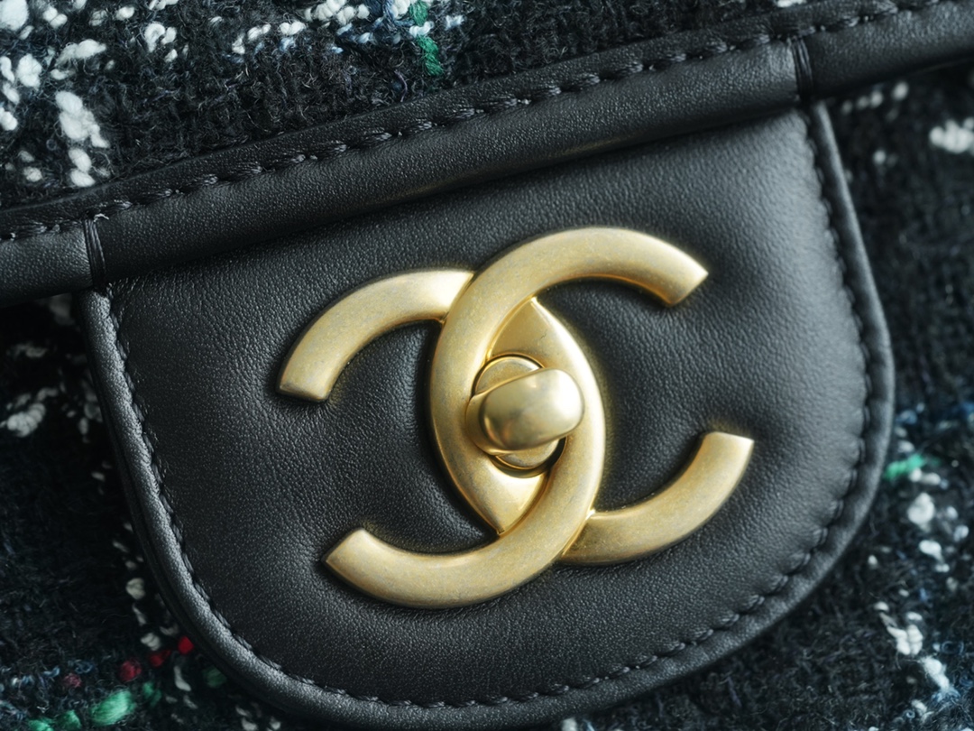 CHANEL 22K Atelier Black Tweed Backpack  