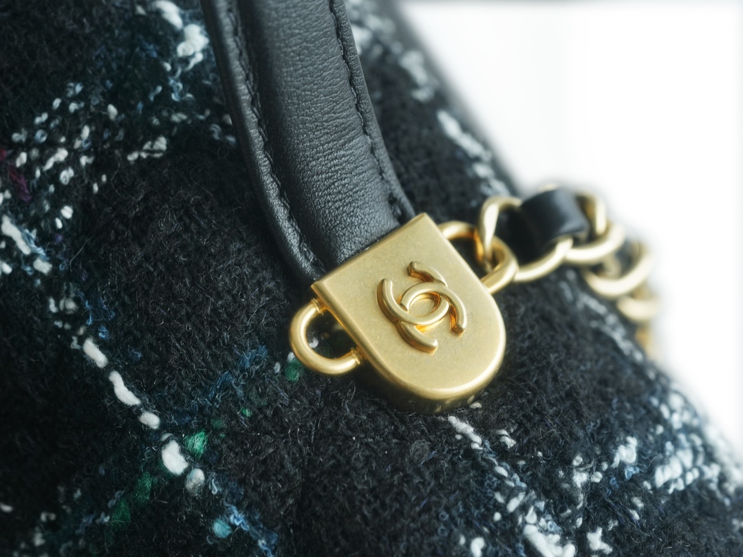 CHANEL 22K Atelier Black Tweed Backpack  