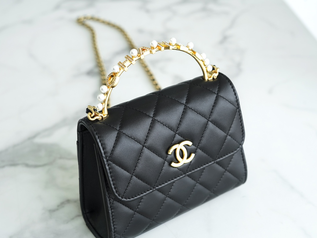 CHANEL 23B Fall/Winter New Pearl Kelly Handle Chain Bag Small  