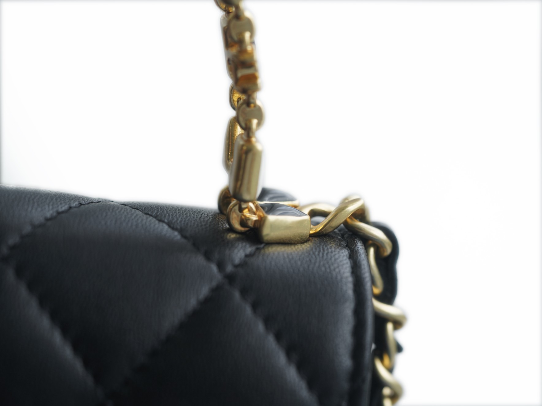 CHANEL 22B Enamel Handle Chain Bag Medium  