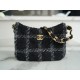 CHANEL 22K New Hobo Coarse Tweed Shoulder Bag  