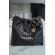 CHANEL 22P Bag Medium Black with White Button  