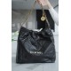 CHANEL 22P Bag Medium Black with White Button  