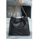 CHANEL 22P Bag Medium Black with White Button  