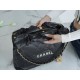 CHANEL 22P Bag Medium Black with White Button  