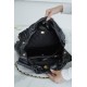 CHANEL 22P Bag Medium Black with White Button  