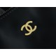 CHANEL 22P Bag Medium Black with White Button  