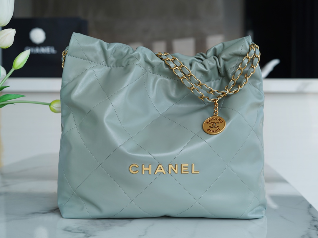 CHANEL 23C 22 Bag Medium Mist Blue  