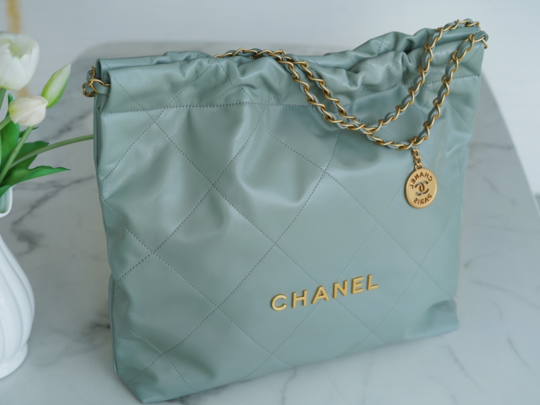 CHANEL 23C 22 Bag Medium Mist Blue  