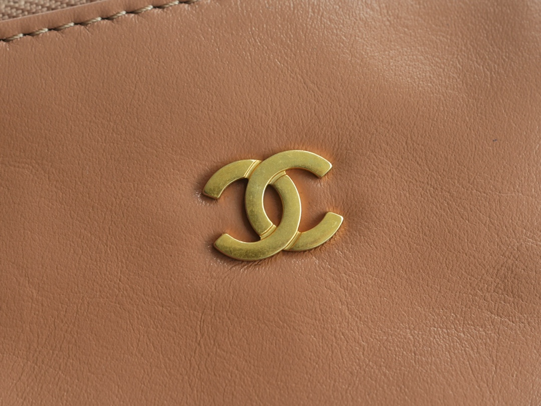 CHANEL 22 Bag Small Milk Tea Almond Gold Button  