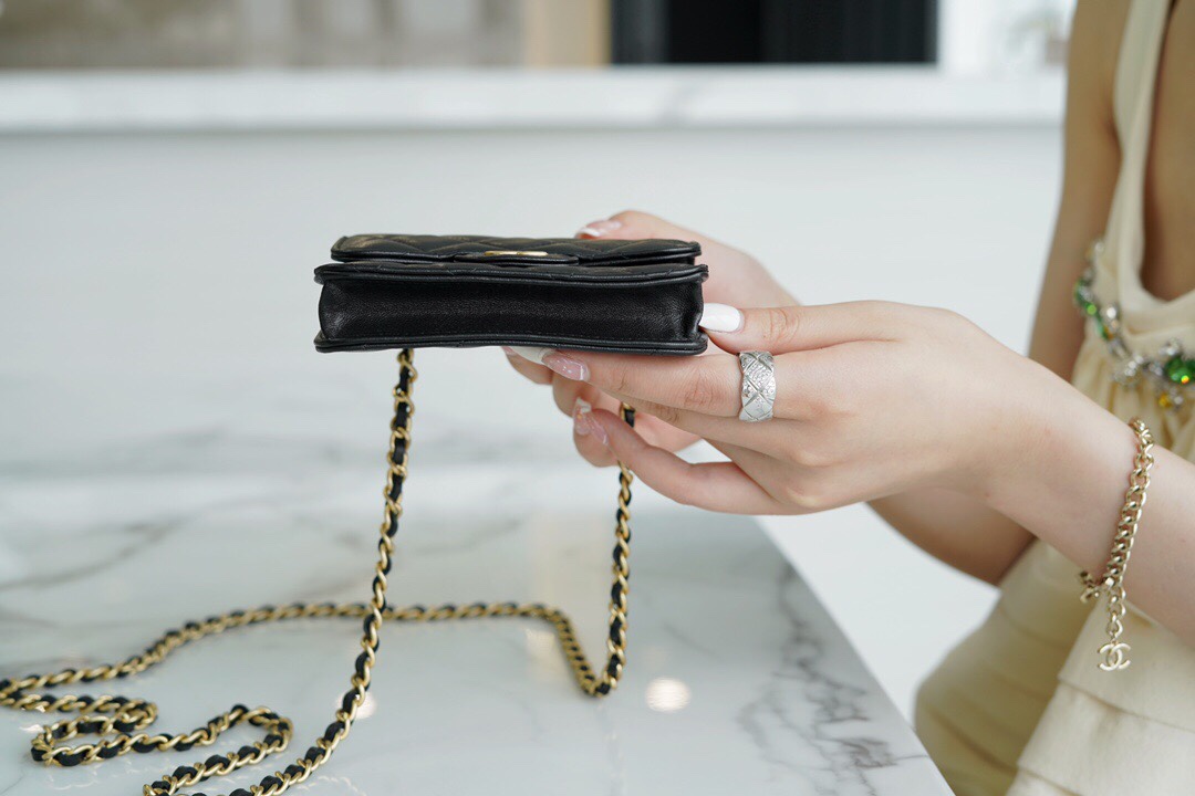 CHANEL Handle Coin Purse Black  