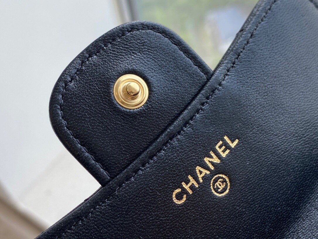 CHANEL Handle Coin Purse Black  