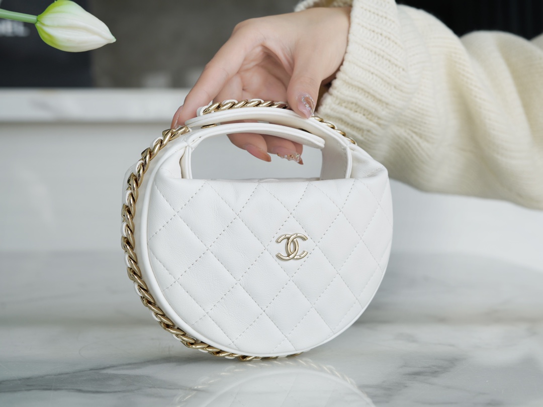 Chanel 23C Hula Hoop Clutch White  