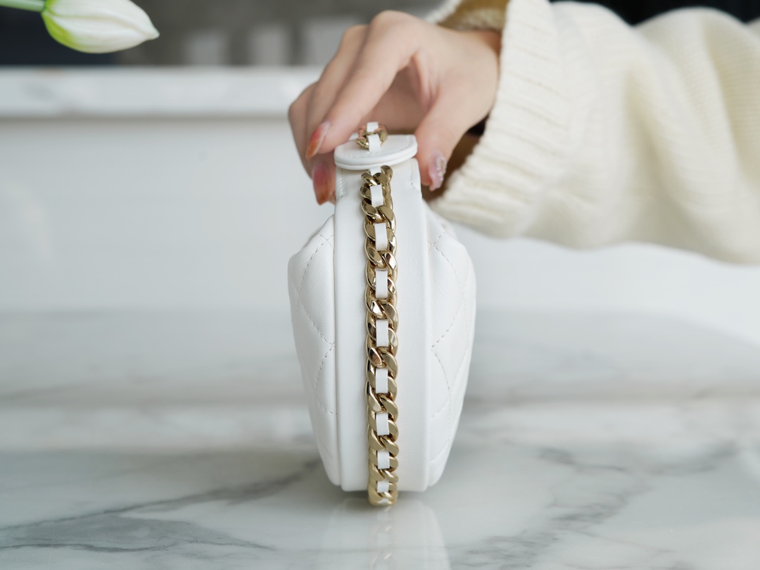 Chanel 23C Hula Hoop Clutch White  