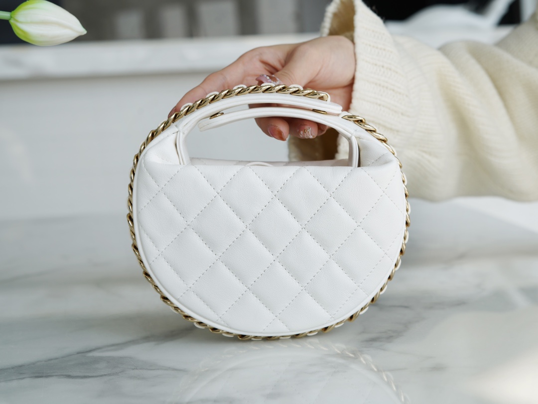 Chanel 23C Hula Hoop Clutch White  