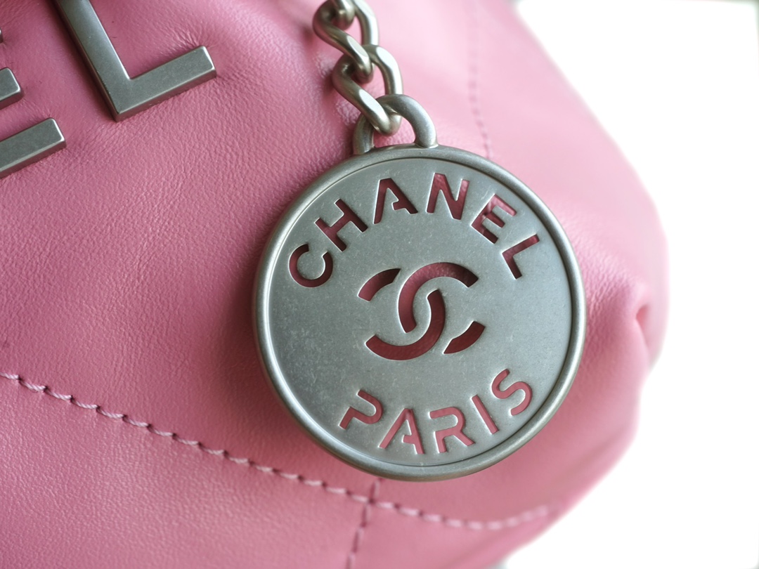 CHANEL 23S Spring/Summer New 22 Mini Bag Pink with Silver Hardware Calfskin  