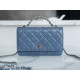 Chanel 23K Crystal Handle WOC Mist Blue Calfskin  