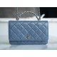 Chanel 23K Crystal Handle WOC Mist Blue Calfskin  