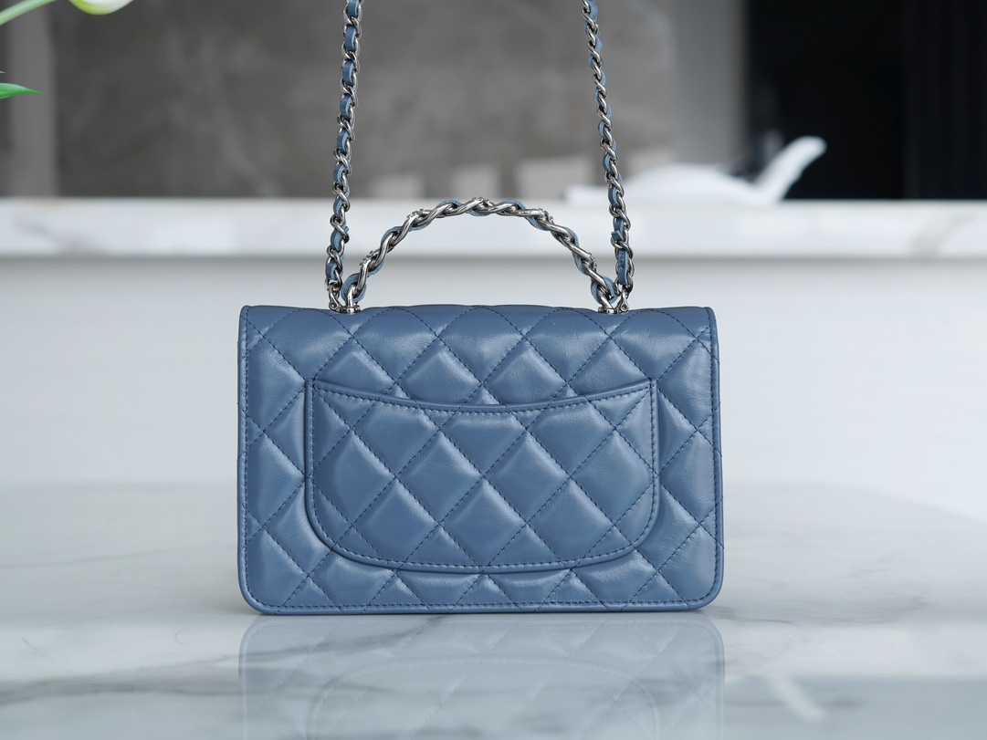 Chanel 23K Crystal Handle WOC Mist Blue Calfskin  