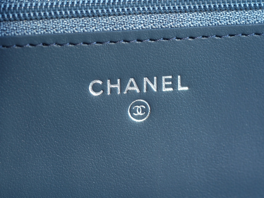 Chanel 23K Crystal Handle WOC Mist Blue Calfskin  