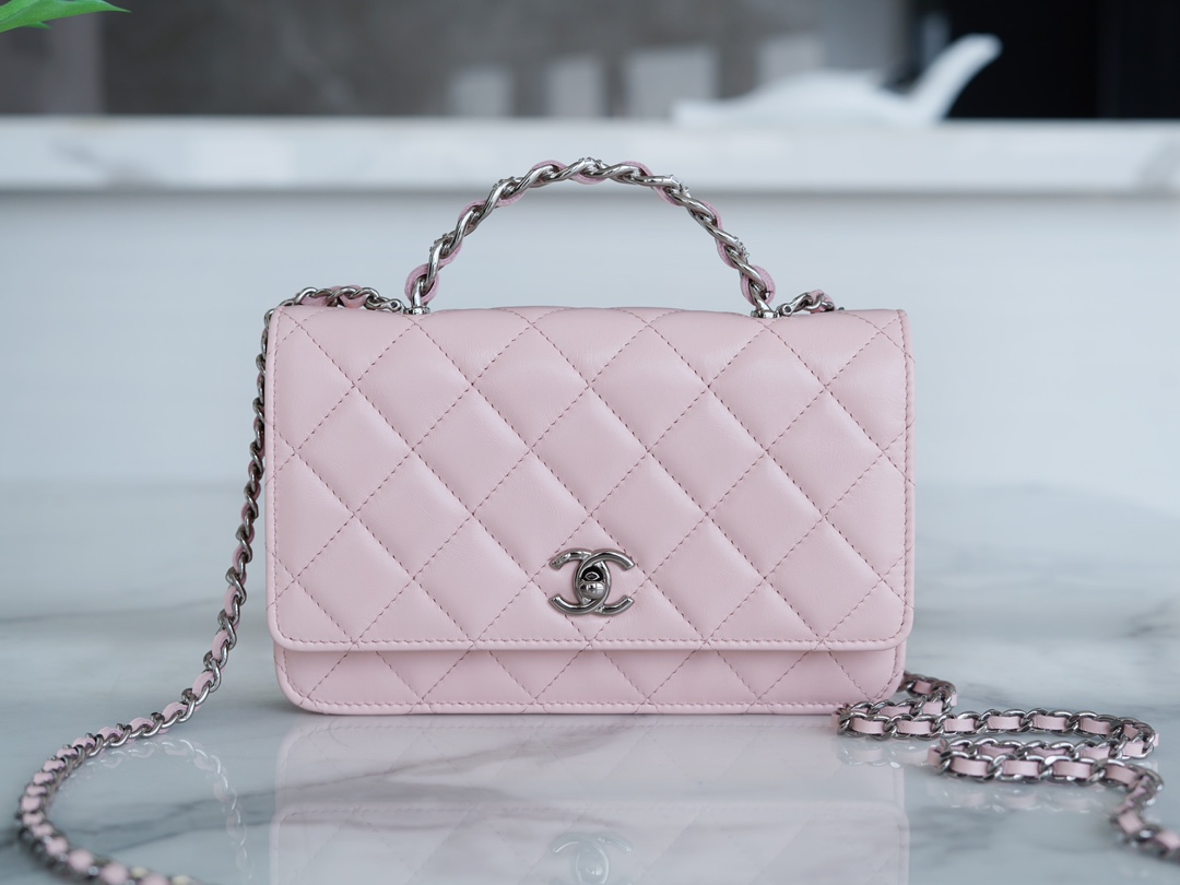 Chanel 23K Crystal Handle WOC Pink Calfskin  