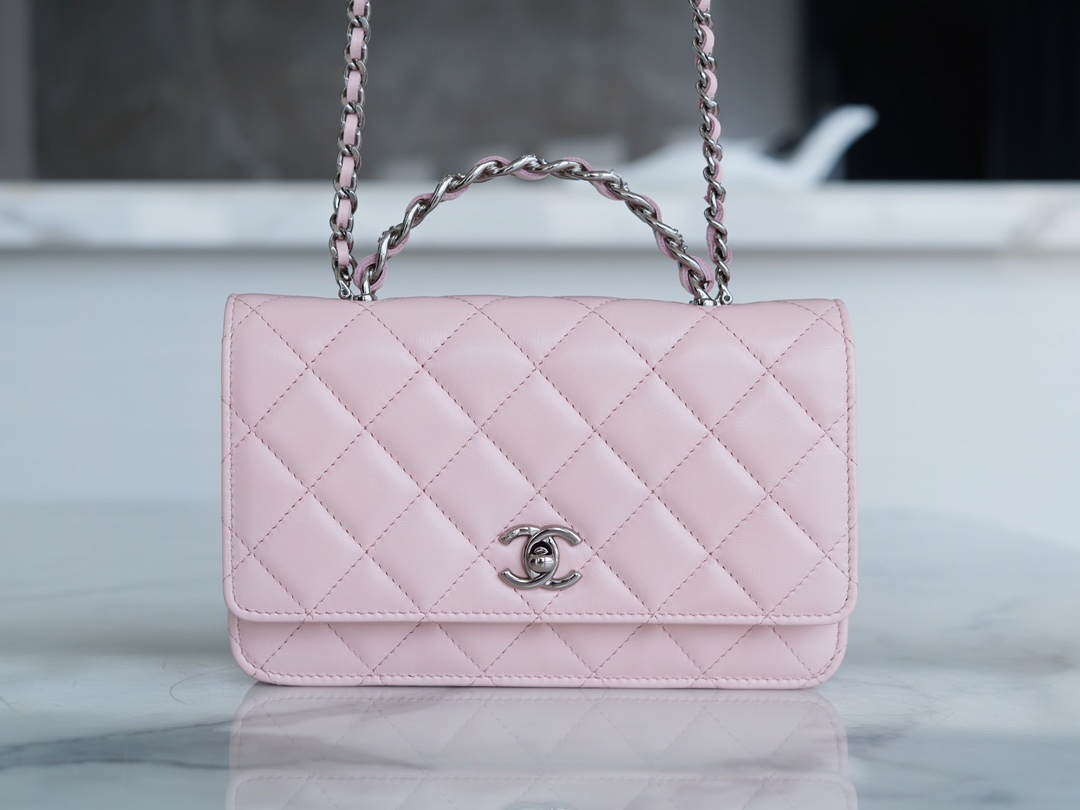 Chanel 23K Crystal Handle WOC Pink Calfskin  