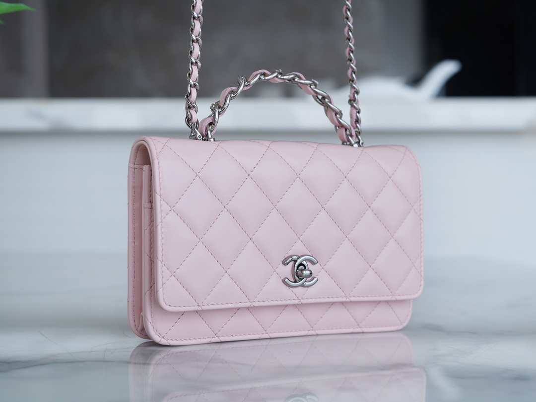 Chanel 23K Crystal Handle WOC Pink Calfskin  