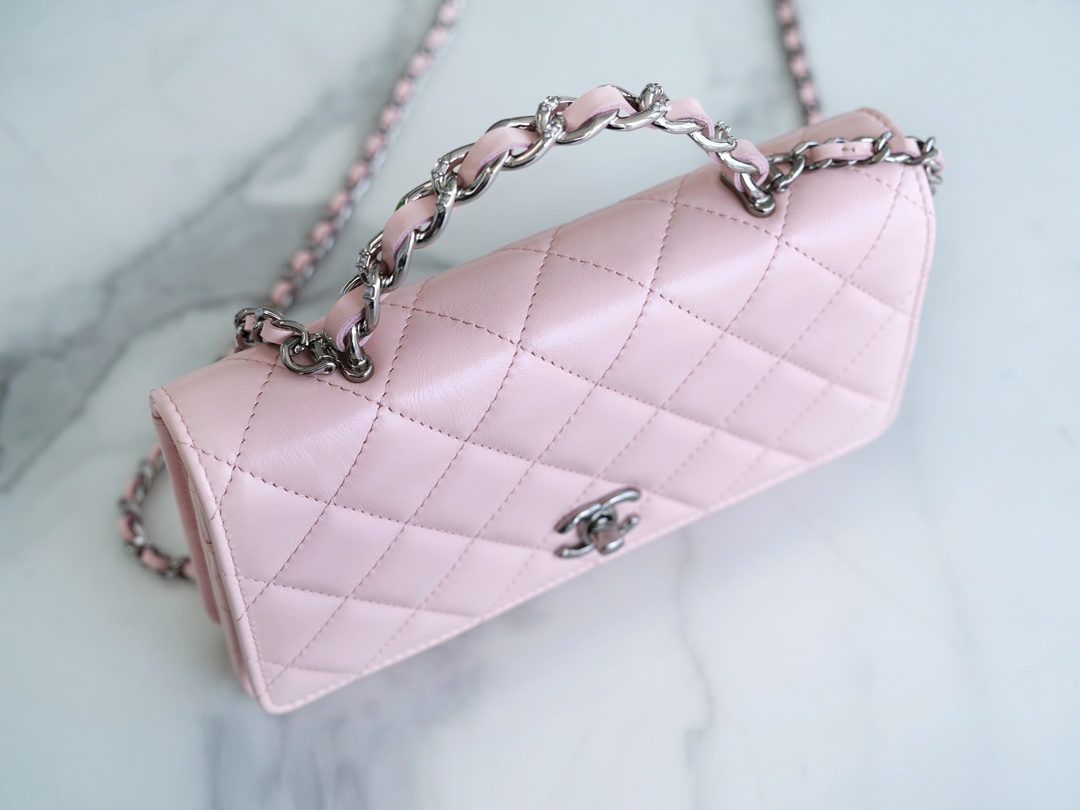 Chanel 23K Crystal Handle WOC Pink Calfskin  