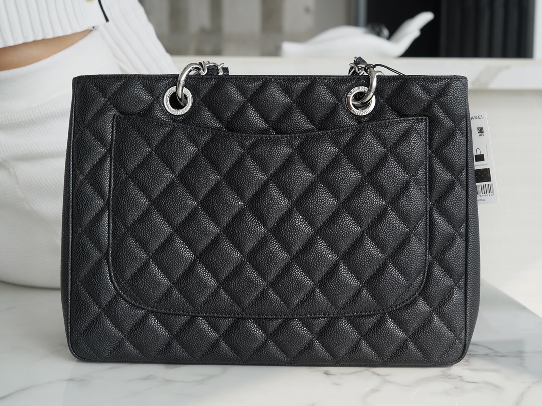 CHANEL Shopping Bag Caviar Black & Silver  