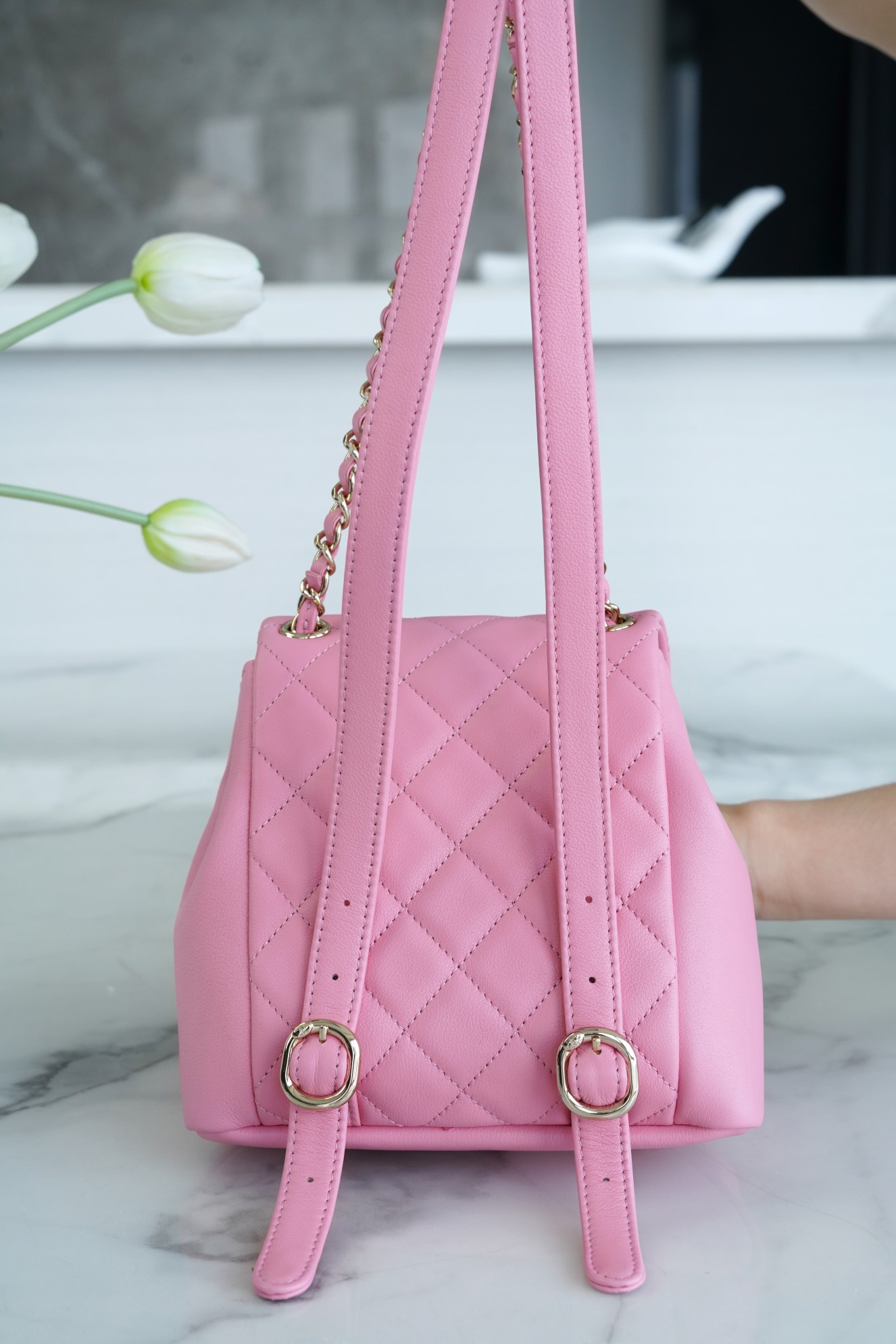 CHANEL 23P New Duma Backpack Pink Calfskin  