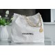 CHANEL 22P Bag Medium White with Black Hardware  