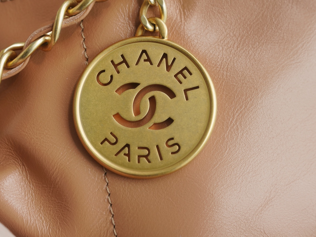 CHANEL 22 Bag Medium Milk Tea Leather  