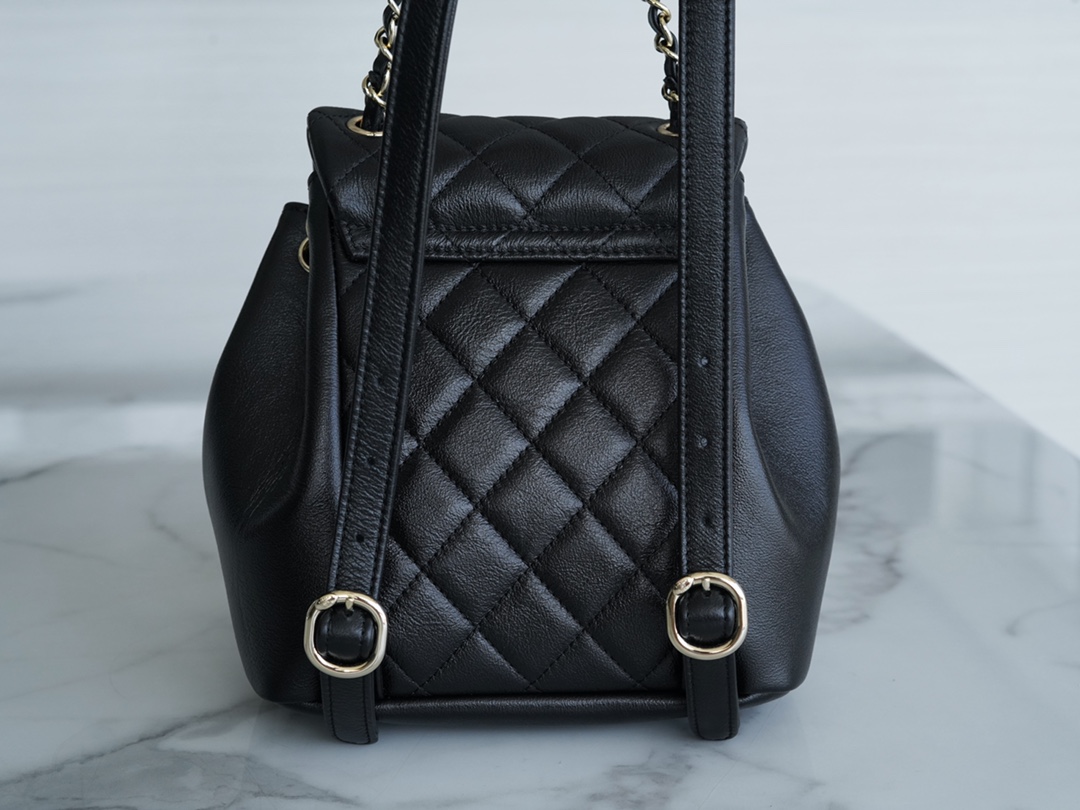 CHANEL 21/22 Duma Backpack Black Waxed Calfskin  