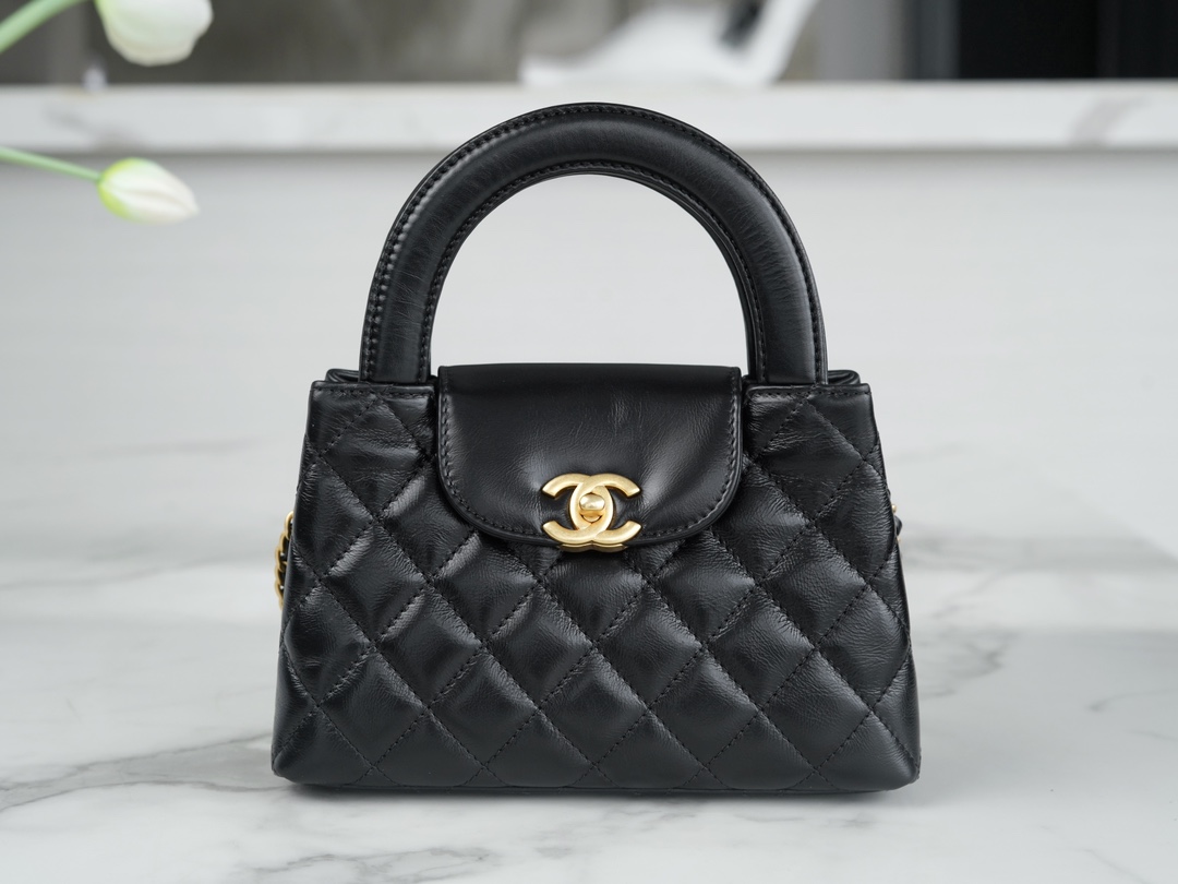 CHANEL 23K Kelly Handle Bag Large Black  