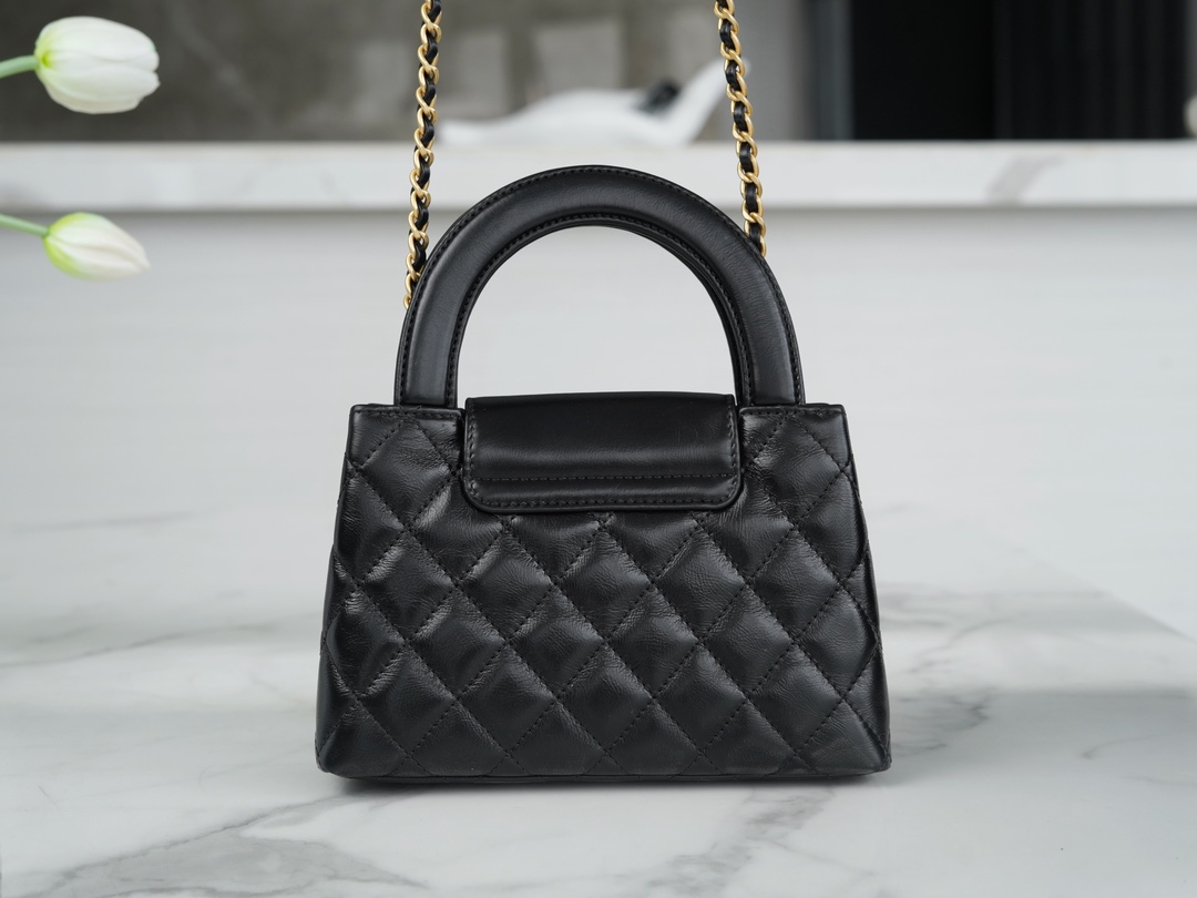 CHANEL 23K Kelly Handle Bag Large Black  