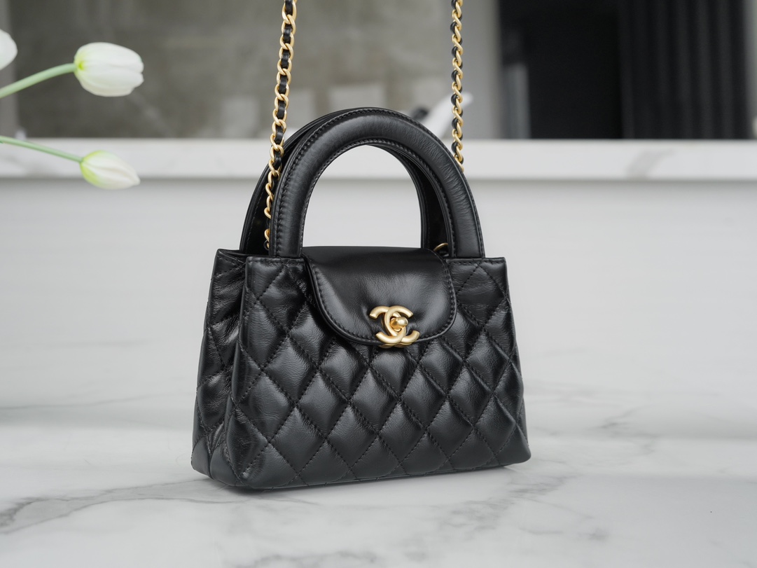 CHANEL 23K Kelly Handle Bag Large Black  