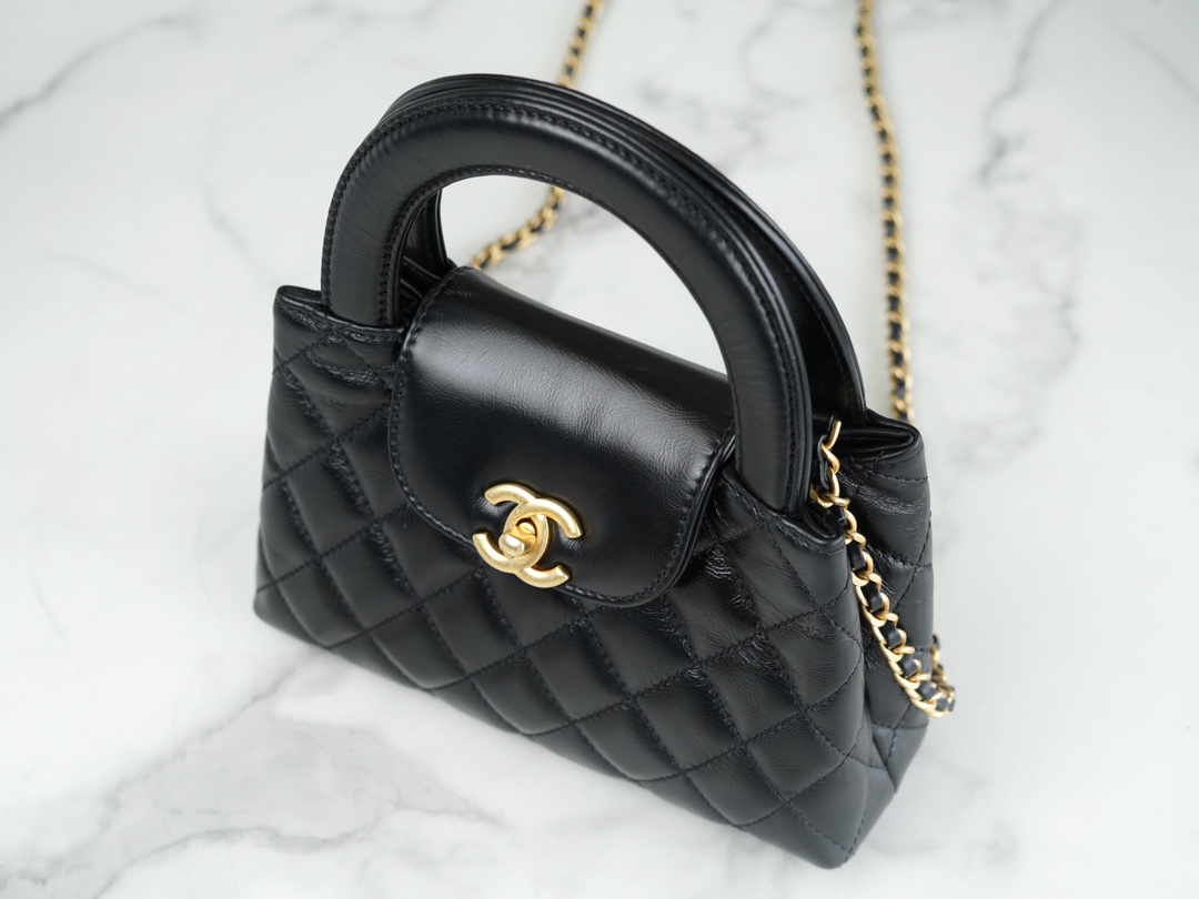 CHANEL 23K Kelly Handle Bag Large Black  