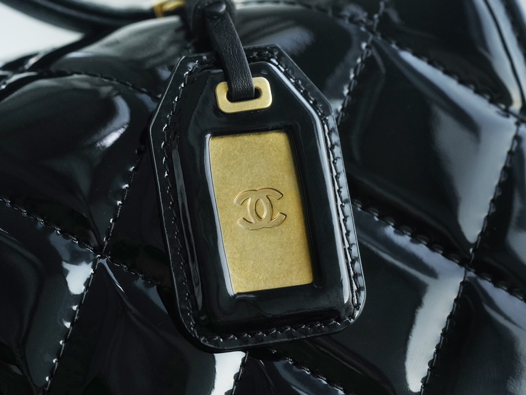 CHANEL 22K Atelier Patent Leather Backpack Vintage Lambskin  