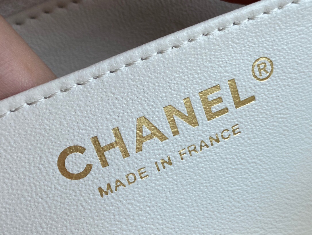 CHANEL 2021 Spring/Summer New CF Mini White Textured Calfskin  