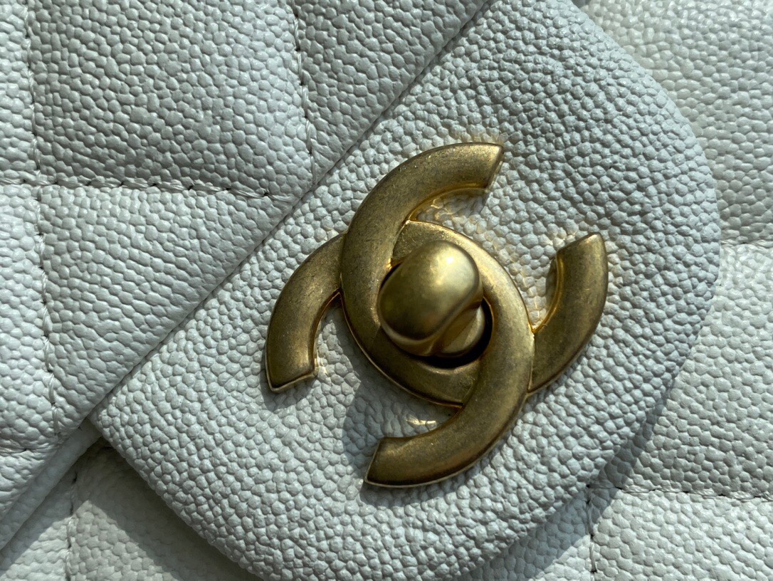 CHANEL 2021 Spring/Summer New CF Mini White Textured Calfskin  